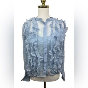 J. Crew - Ruffle-Front Top in Crinkle Cupro - 00 - NWT